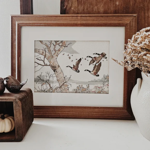 Vintage Cross-Stitch 1984 Canadian Geese Kit By Bernat - Picture 1 of 6